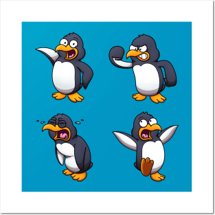 Cute Cartoon Penguin Sticker Pack Posters and Art